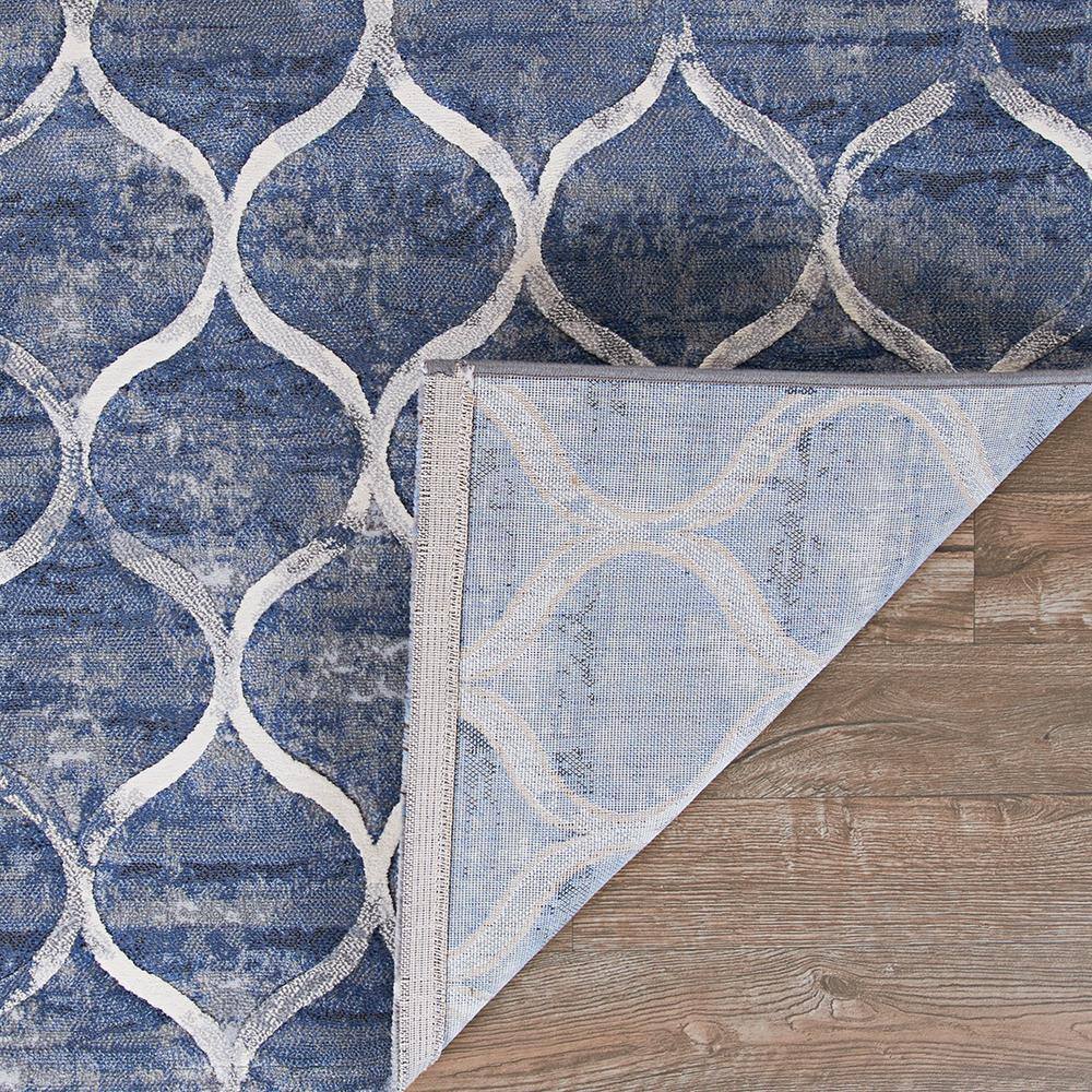 Dusk Blue Modern European 31'' x 94'' Synthetic Runner Rug