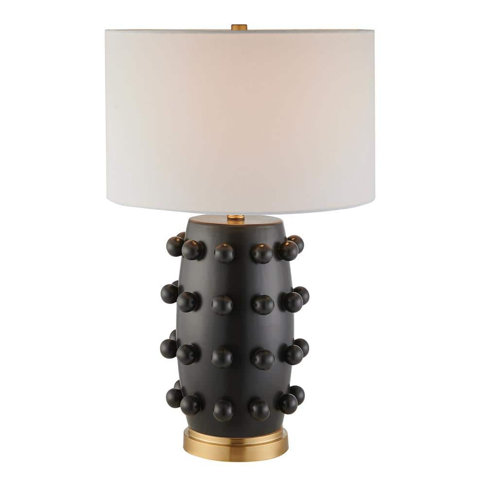 Farrington 25.5 in. Matte Black Ceramic Table Lamp with Fabric Shade