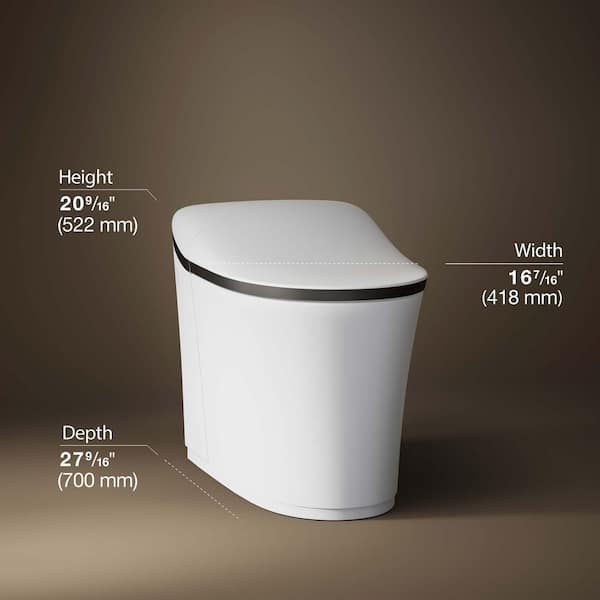 Eir 12 in. Rough In One-Piece 0.8/1.0 GPF Dual Flush Elongated Smart Bidet Toilet in Matte Black/White with Air Drying