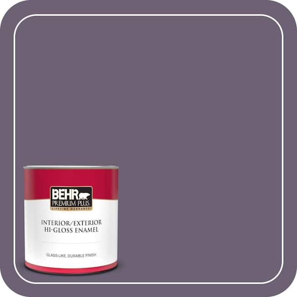 BEHR PREMIUM PLUS 1 qt. #ICC-109 Iris Petal Hi-Gloss Enamel Interior/Exterior Paint & Primer