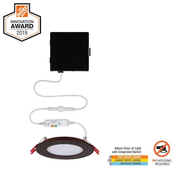 Commercial Electric Ultra Slim 4in. Selectable New Construction and Remodel Canless Recessed Integrated LED Kit for shallow ceiling