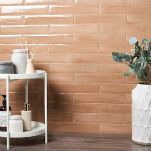 Tint Terracotta 2.95 in. x 15.74 in. Polished Porcelain Wall Tile (14.2 sq. ft./Case)
