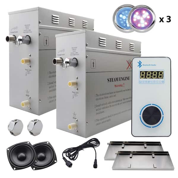 Steam Planet Superior Encore Plus 18kW Steam Bath Generator, Self-Draining , Bluetooth Digital Keypad,Drip Pans,Multi-Colored Lights