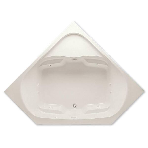 Aquatic Cavalcade 60 in. x 60 in Corner Drop-In Whirlpool Bathtub Acrylic Center Drain in Biscuit