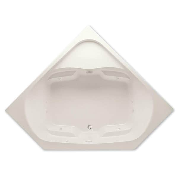 Aquatic Cavalcade 60in. Corner Drop-in Whirlpool Bathtub Acrylic Center Drain in Biscuit Pump Location 2