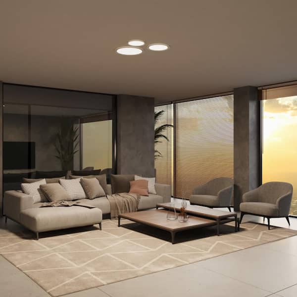 Vidalite White 12" Round Integrated LED Surface Light, Slim Flush Mount Ceiling Light, Low Glare, Edge-Lit Tech, 3000K 1800 Lumen