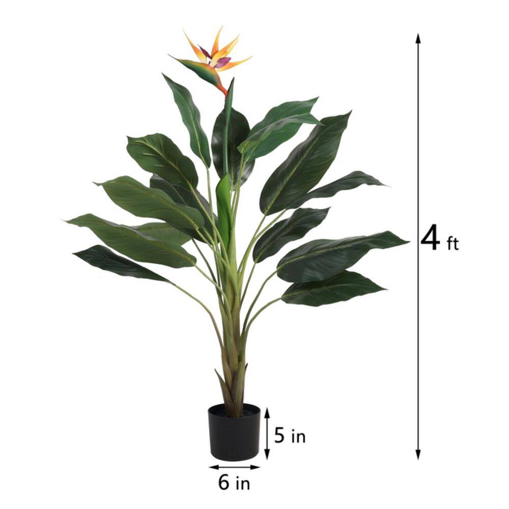 4 ft Green Silk Bird of Paradise Plant in Black Plastic Pot