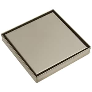 6 in. Square Stainless Steel Shower Drain Square Shower Floor Drain with Slot Pattern Drain Cover In Brushed Gold