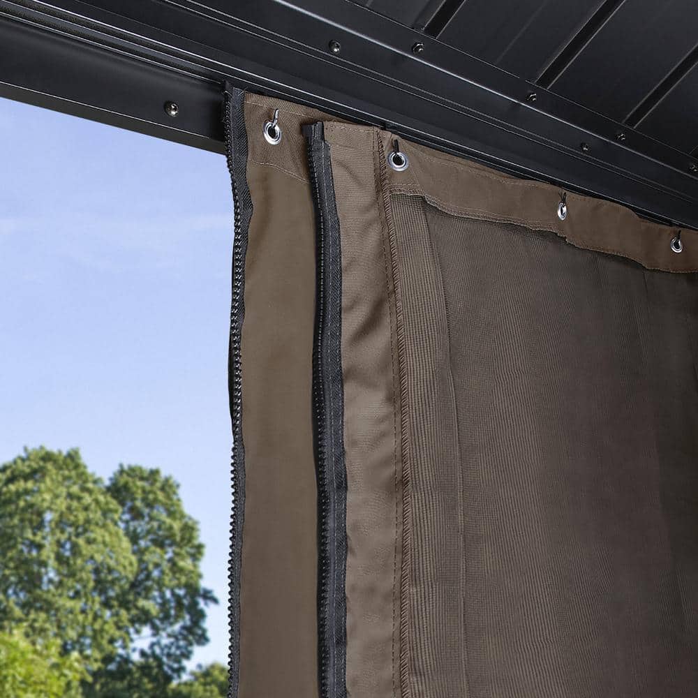 Brown Polyester Outdoor Gazebo Curtains Set