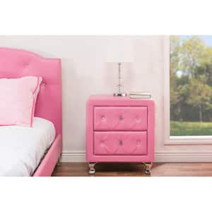 Stella Pink Faux Leather Upholstered Nightstand