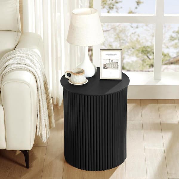 ATHMILE Black 21.65 in. H Wavy Nightstands /Side Table BLK
