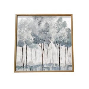 "Blue Forest" by Gallery 57 Wood Framed Canvas Nature Wall Art 29 in. x 29 in. .