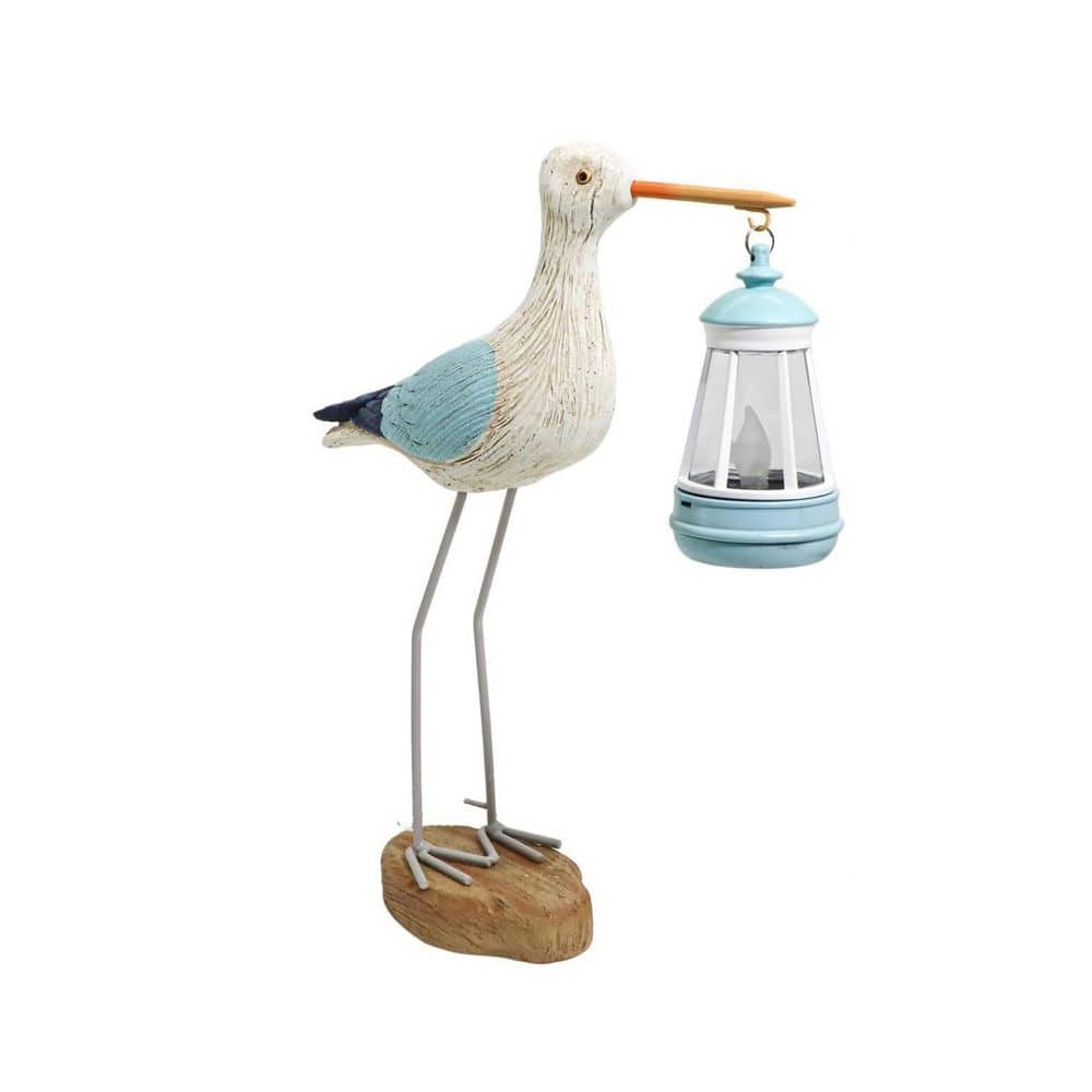11 in. x 14 in. Blue Resin Solar Seagull Garden Statue HPFNR7511F