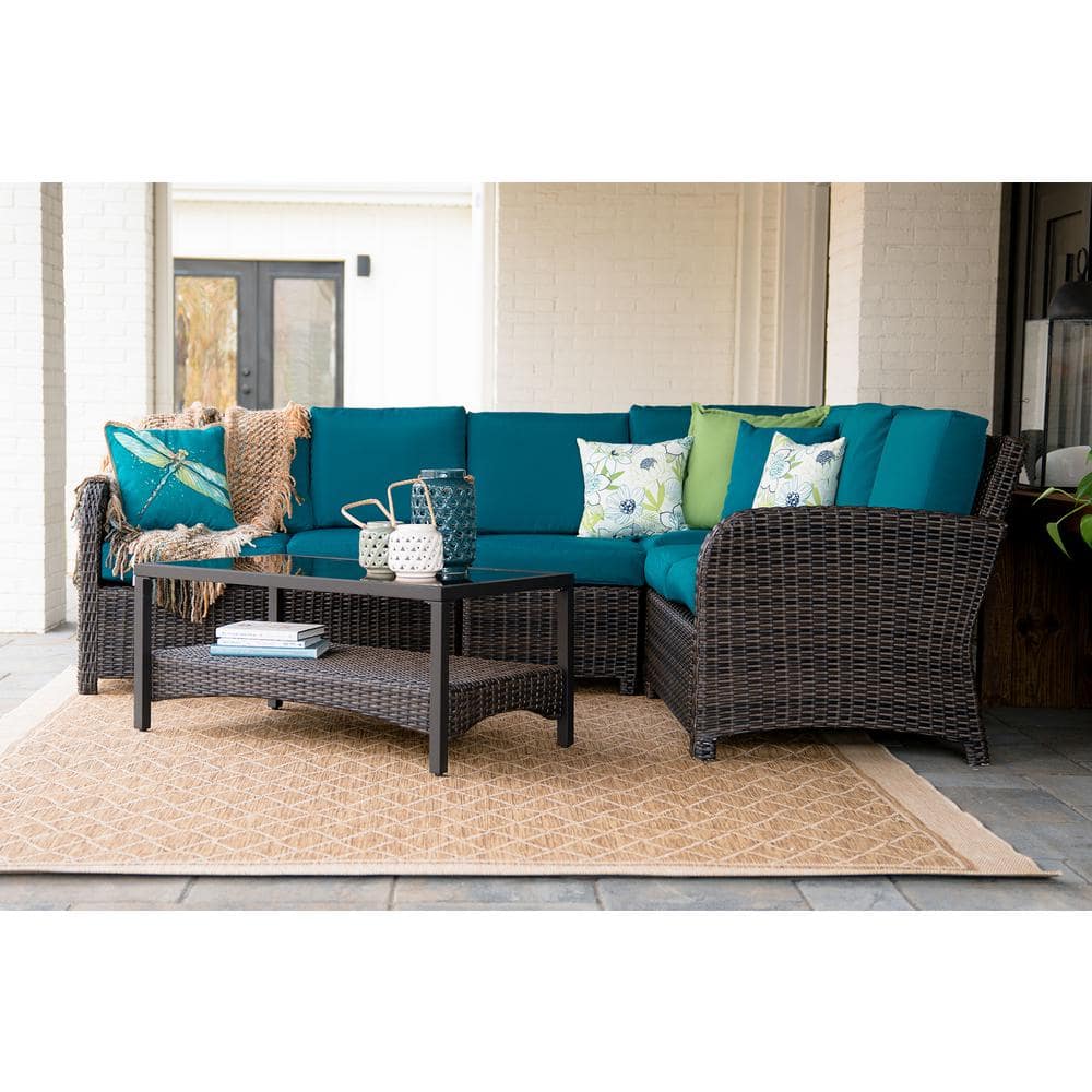 Leisure Made Jackson 5Piece Wicker Outdoor Sectional Seating Set with Peacock Polyester
