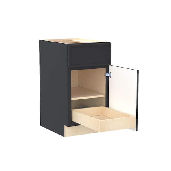 Home Decorators Collection Franklin 18 in. W x 24 in. D x 34.5 in. H Assembled Plywood Base Kitchen Cabinet in Valiant Onyx with 1ROT Soft Close RH