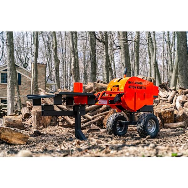 40-Ton 7 HP 208cc Certified Commercial Horizontal Kinetic Log Splitter with Kohler Engine & 1-Sec Cycle Time