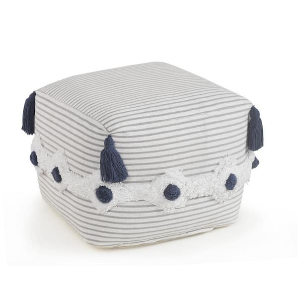 HomeRoots Amelia Gray Cotton Square Accent Ottoman