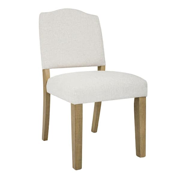 Benjara Cream and Tan Brown Polyester Dining Chair