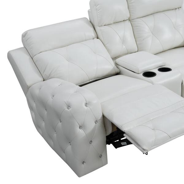 Solid Leather 2 Seater Loveseat, White Leather Loveseat Recliner
