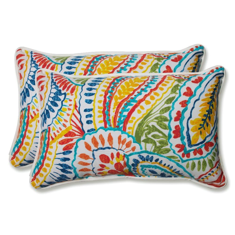 Pillow Perfect Paisley Blue/Multi Ummi Rectangular Outdoor Lumbar ...