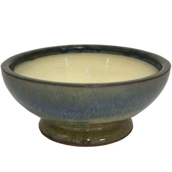 Trendspot 8 in. Caspian Multi-Color 3 Wick Ceramic Citronella Candle