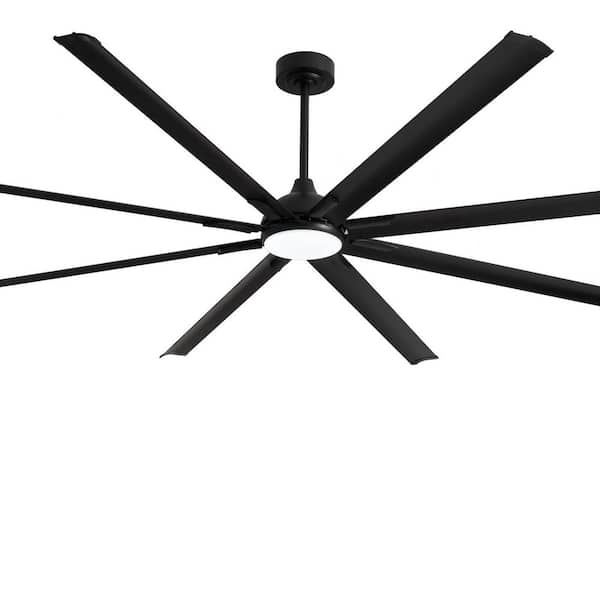 96 in. Indoor Black Downrod Mount Ceiling Fan with Integrated LED with Remote Control Included