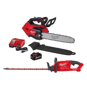 M18 FUEL 14 in. Top Handle 18V Lithium-Ion Brushless Cordless Chainsaw 8.0 Ah Kit and 24 in. Hedge Trimmer (2-Tool)