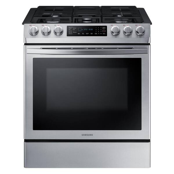 Samsung 30 in. 5.8 cu. ft. Single Oven Gas Slide-In Range with Self-Cleaning and Fan Convection Oven in Stainless Steel