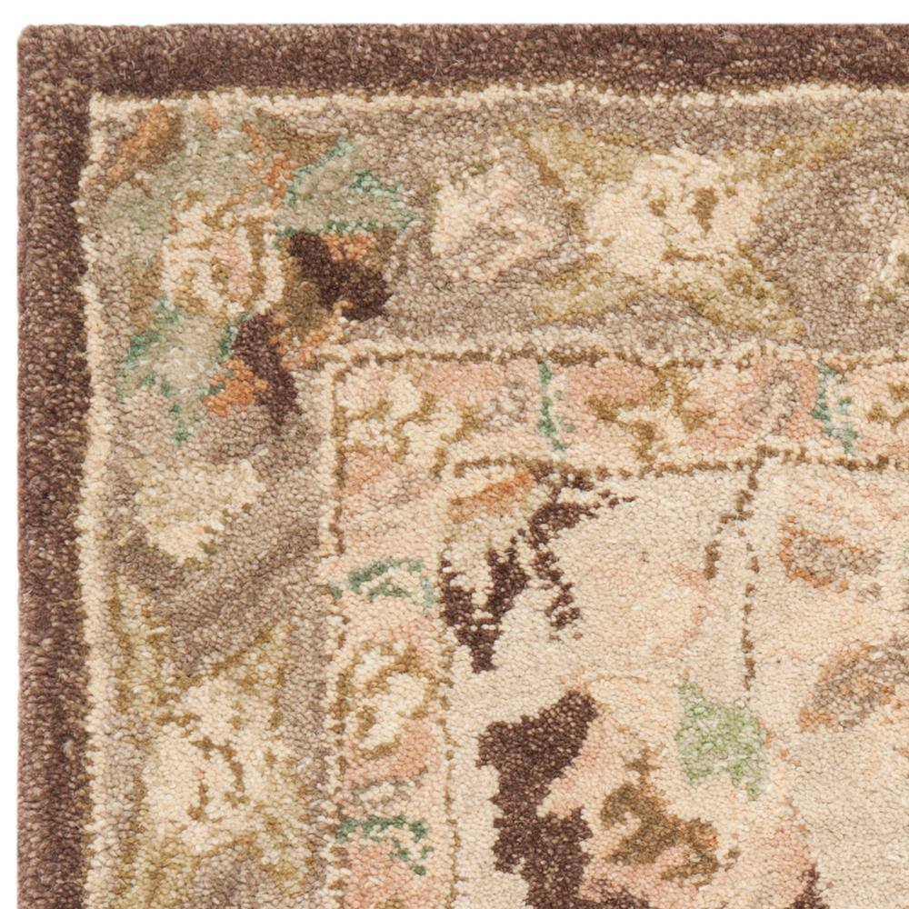 Handmade Anatolia Ivory & Brown Tufted Wool Accent Rug - 2' x 3'