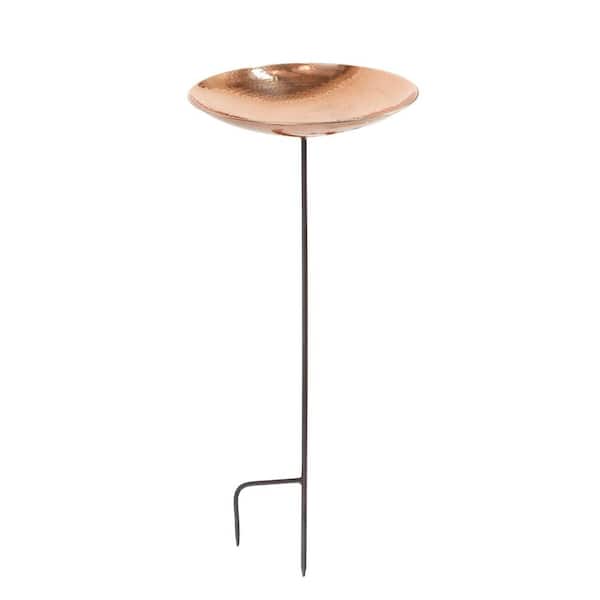 Stainless Steel Birdbath Bowl With Stake, 16 in. Dia. Polished Copper Plated