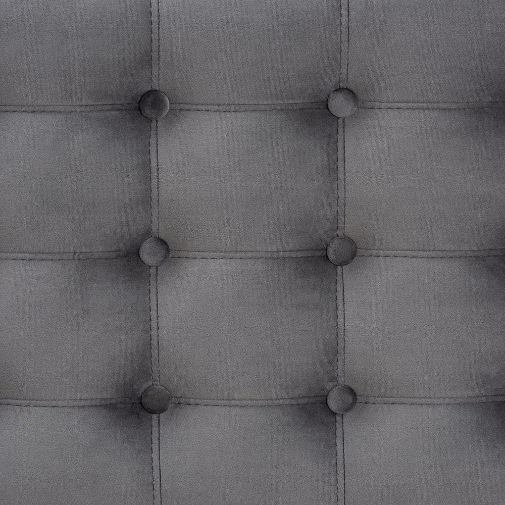 Kaylee Gray Velvet Tufted Storage Ottoman Bench