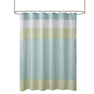 72 in. x 72 in. Lightweight Machine Washable Faux Silk Polyester Shower Curtain in Green