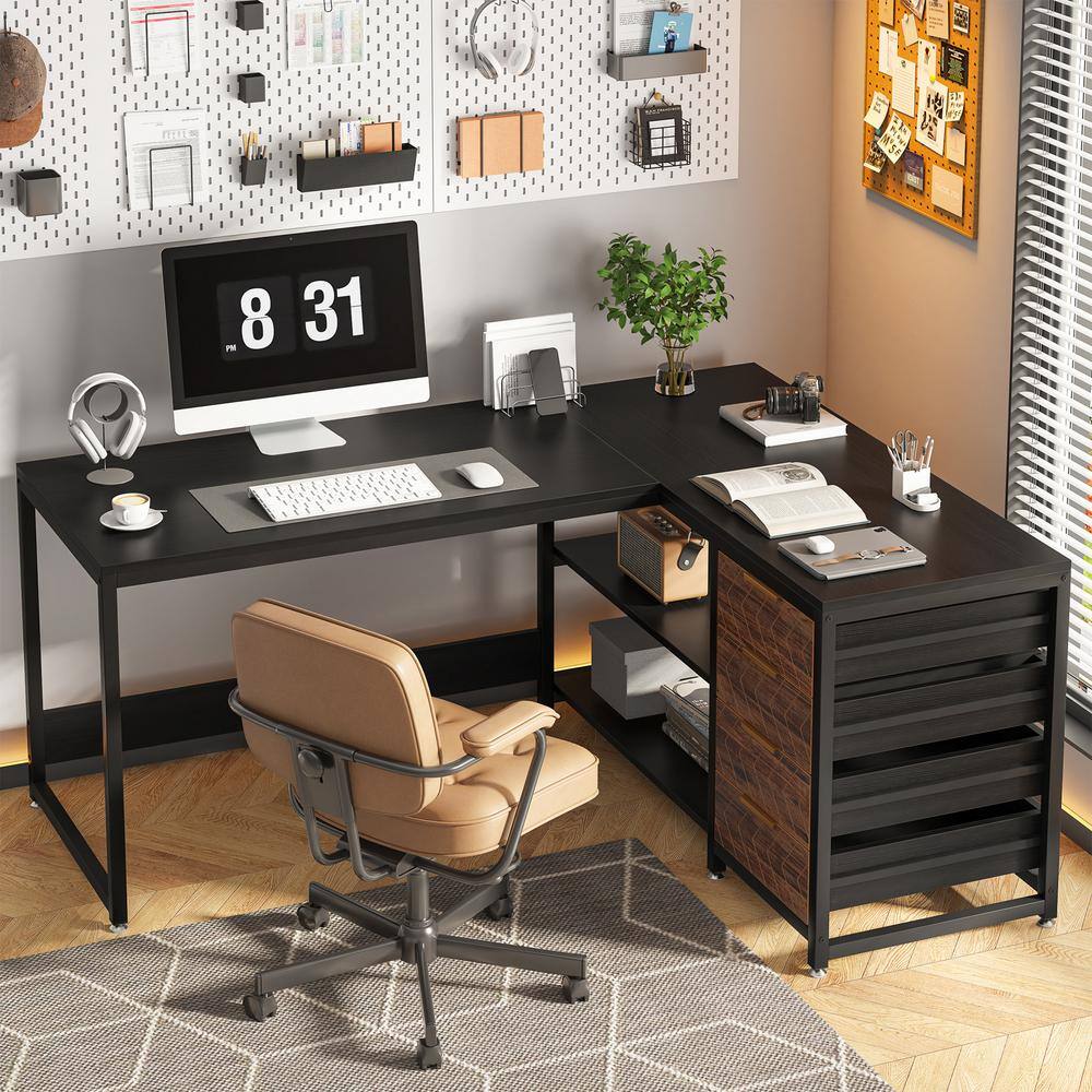 Lanita L Shaped Black Computer Desk - rated 4.0625 stars from 16 reviews