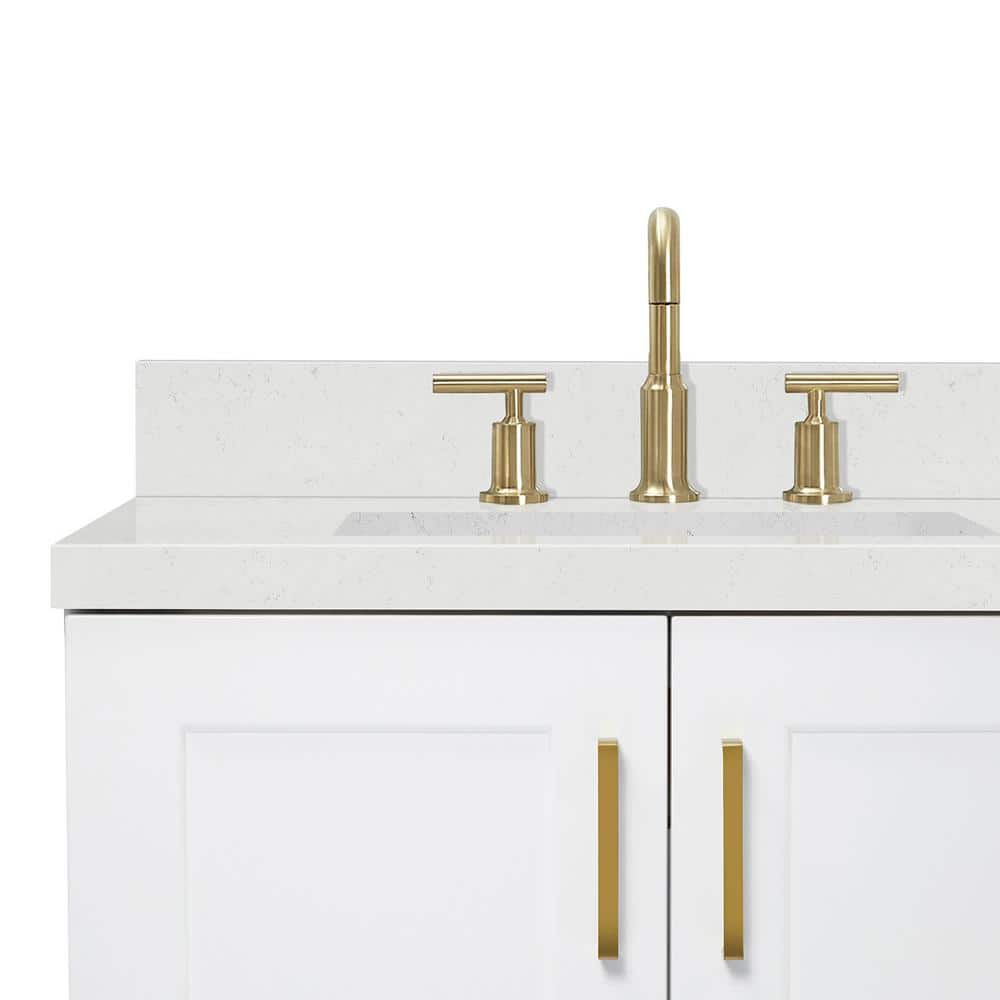 White Double Freestanding Bathroom Vanity with Quartz Top