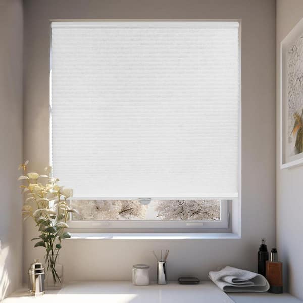 Cut-to-Width White Cordless Light Filtering Privacy Polyester Cellular Shades 33 in. W x 72 in. L