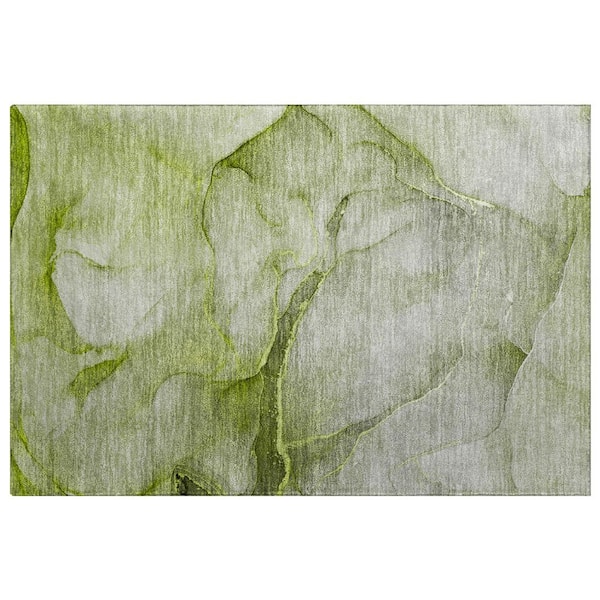 Dream Shag Premium Machine Washable Abstract ADS508 Olive 3 ft. x 4 ft. Area Rug