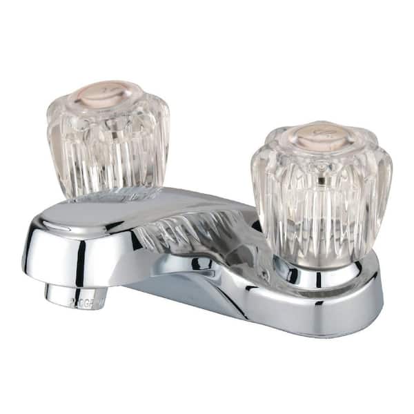 Kingston Brass Americana 4 in. Centerset 2-Handle Bathroom Faucet with Plastic Pop-Up in Polished Chrome