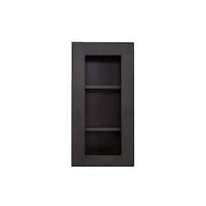 Lancaster Shaker Assembled 15 in. x 30 in. x 12 in. Wall Mullion Door Cabinet with 1 Door 2 Shelves in Vintage Charcoal