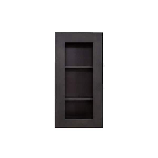 LIFEART CABINETRY Lancaster Shaker Assembled 30 in. x 36 in. x 12 in. Wall Mullion Door Cabinet with 2 Doors 2 Shelves in Vintage Charcoal