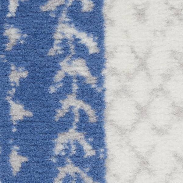 2 X 6 Blue Abstract Washable Area Rug RunnerRug
