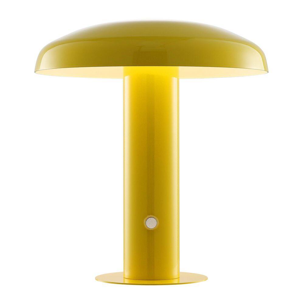 Suillius 11" Satin Yellow Cordless Metal Dome Table Lamp