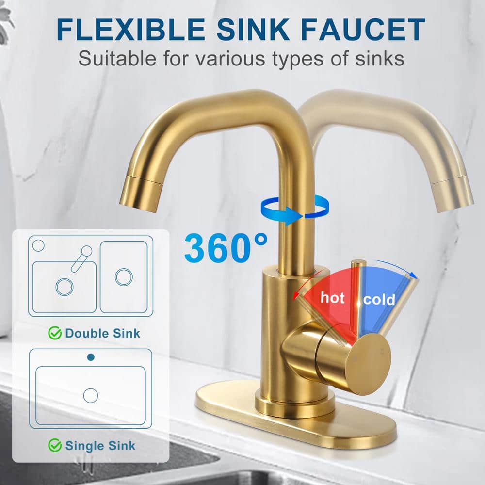 Brushed Gold Stainless Steel Single Handle Bar Faucet