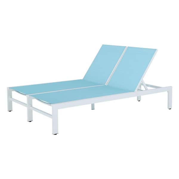 Aluminum Double Outdoor Lounge Chair in Blue