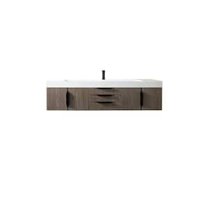 Mercer Island 72 in. W x 19 in. D x 18.3 in. H Bathroom Vanity in Ash Gray with Glossy White Composite Top