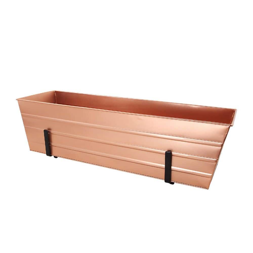 Large Galvanized Steel Flower Box Planter With Brackets for 2 x 6 Railings 35.25 in. Wide Copper Plated price history on PriceWatchPro