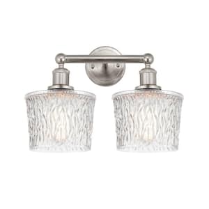 Niagra 15.5 in. 2 Light Brushed Satin Nickel, Clear Vanity Light with Clear Glass Shade