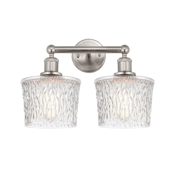 Niagra 15.5 in. 2 Light Brushed Satin Nickel, Clear Vanity Light with Clear Glass Shade