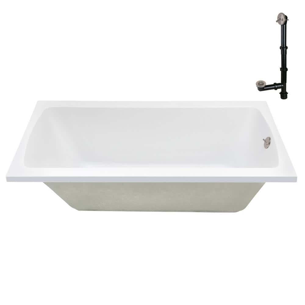 60'' x 32'' Glossy White Acrylic Soaking Drop-In Bathtub