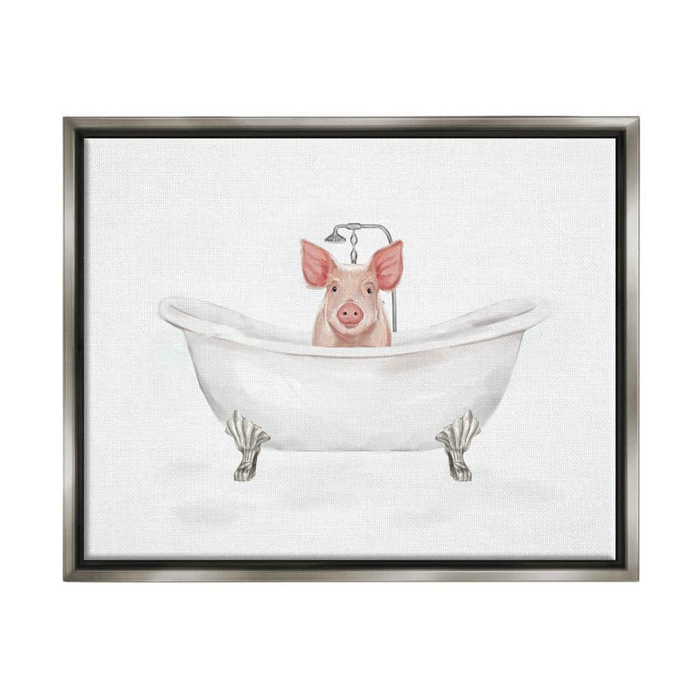 The Stupell Home Decor Collection Country Pig Cute Bathtub Design by Ziwei  Li Floater Framed Animal Art Print 31 in. x 25 in. as-081_ffl_24x30 - The  Home Depot