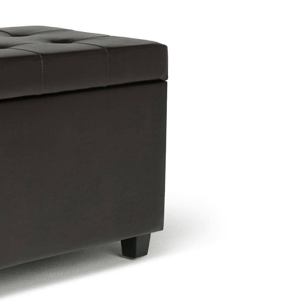 Tanners Brown Tufted Faux Leather Storage Footstool